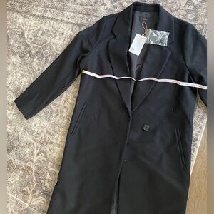 Quince Men's Black Single-Breasted Wool Blend Coat